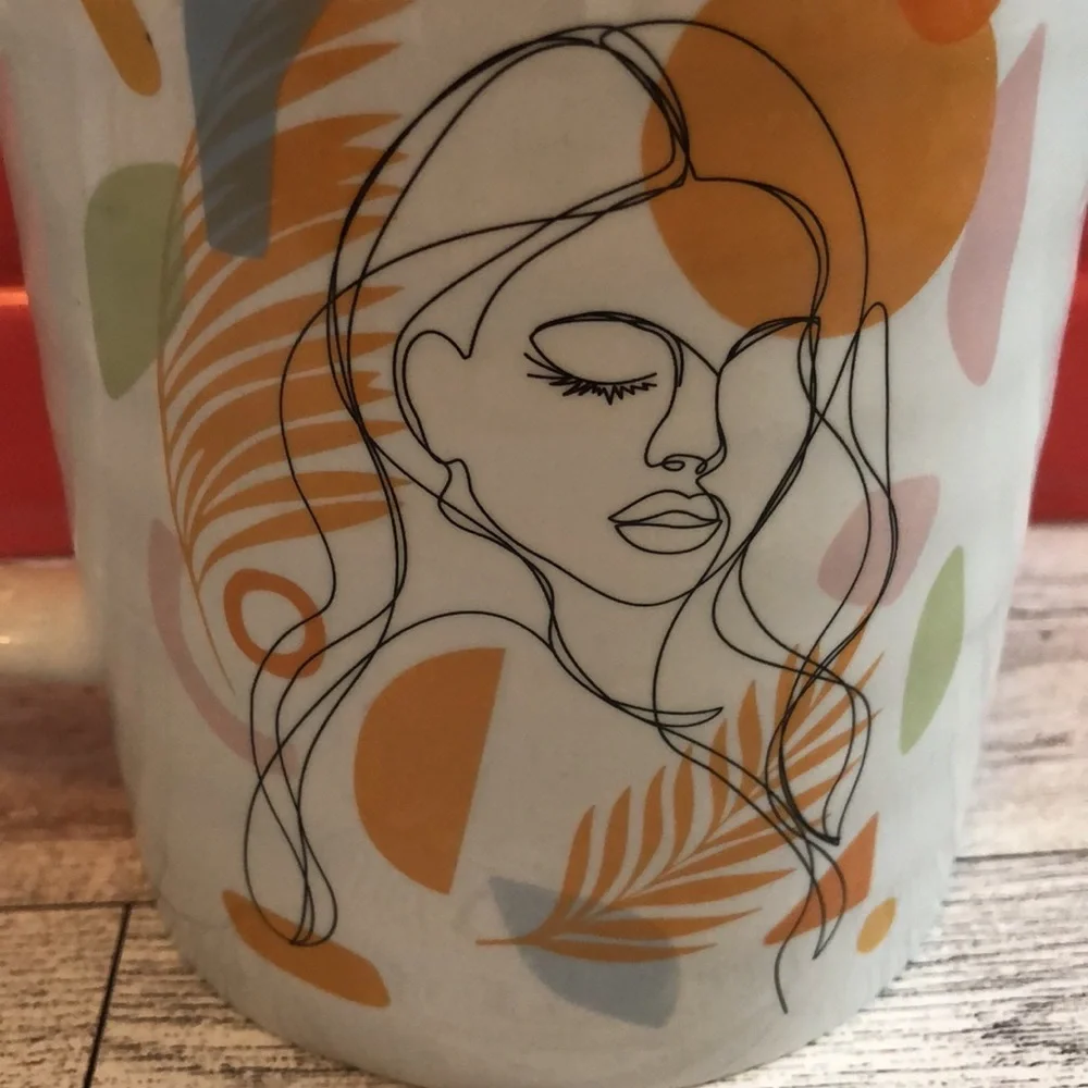Trendy Abstract Woman Lady Line Art Ceramic Large Oversized Coffee Tea Mug - Picture 2 of 8